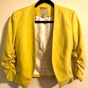 Yellow Blazer with Cinched 3/4 Sleeves